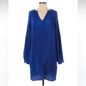 $150 EXC Banana Republic Blue Pleated Plisse Swing Dress Small 4